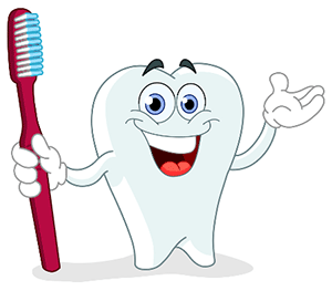 Image animated tooth holding a toothbrush