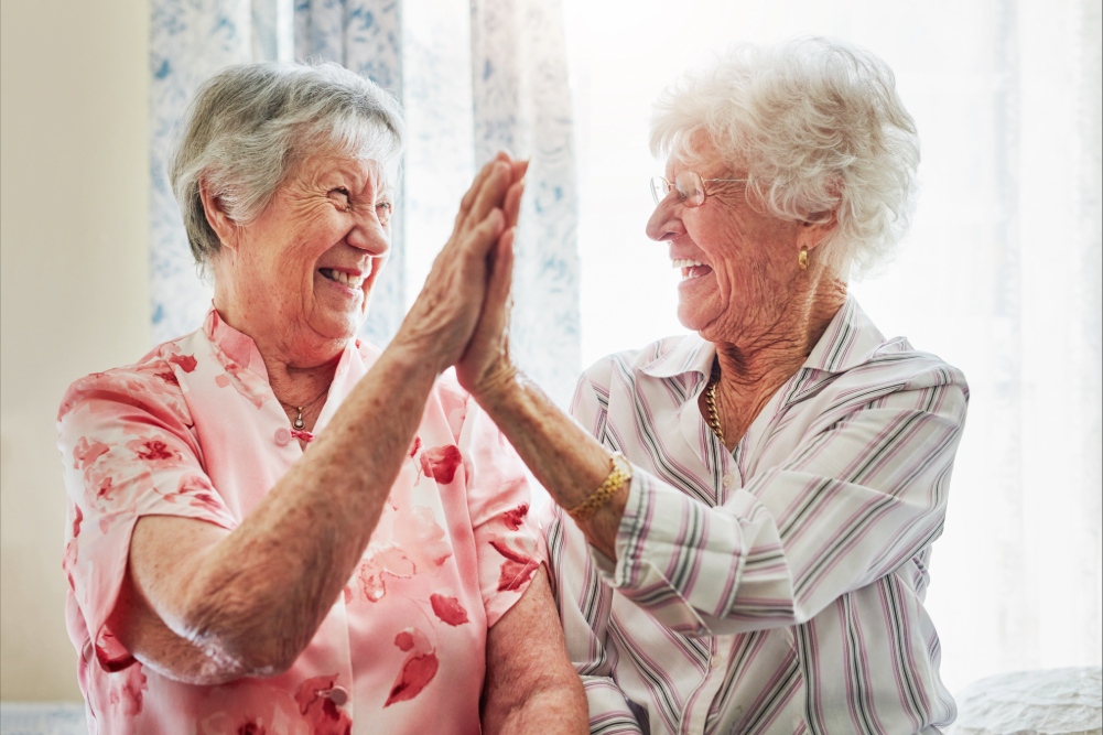 Elderly Women Highfive